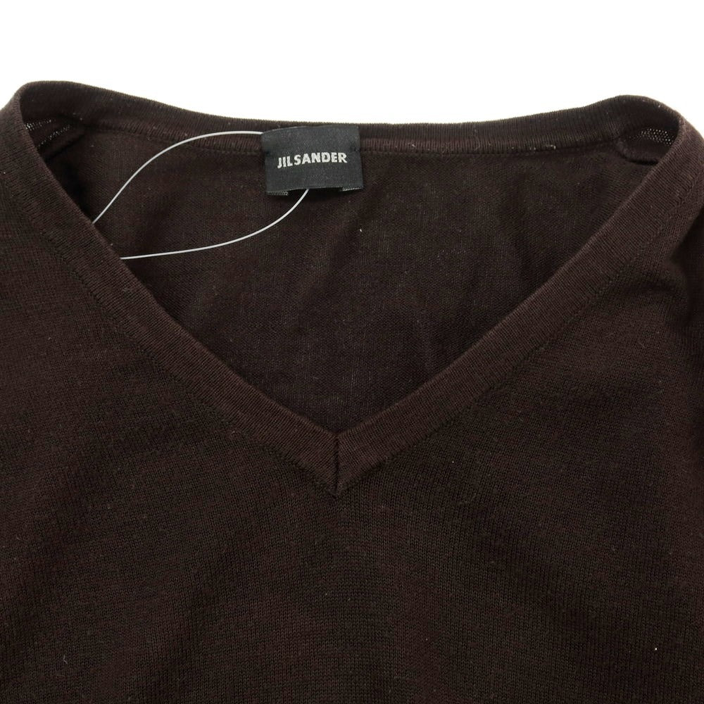 [Used] JIL SANDER Cotton V-neck pullover knit, dark brown [Size 44] [BRW] [S/S] [Condition Rank C] [Men&