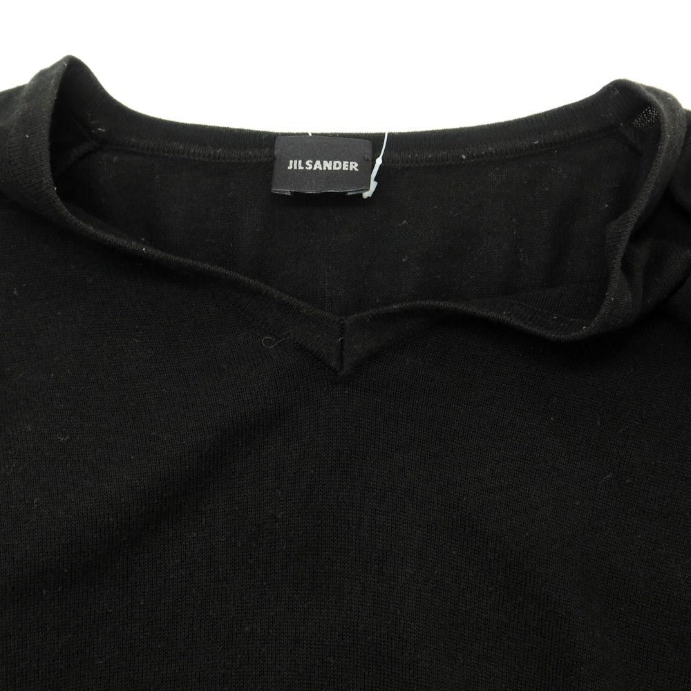 [Used] JIL SANDER Cotton V-neck pullover knit Black [Size 46] [BLK] [S/S] [Condition Rank C] [Men&