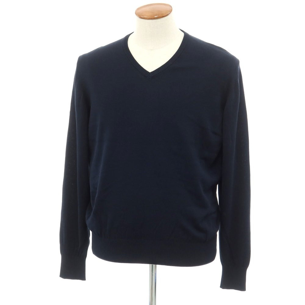 [Used] GRAN SASSO Cotton V-neck pullover knit, dark navy [Size 48] [NVY] [S/S] [Condition Rank B] ​​[Men&