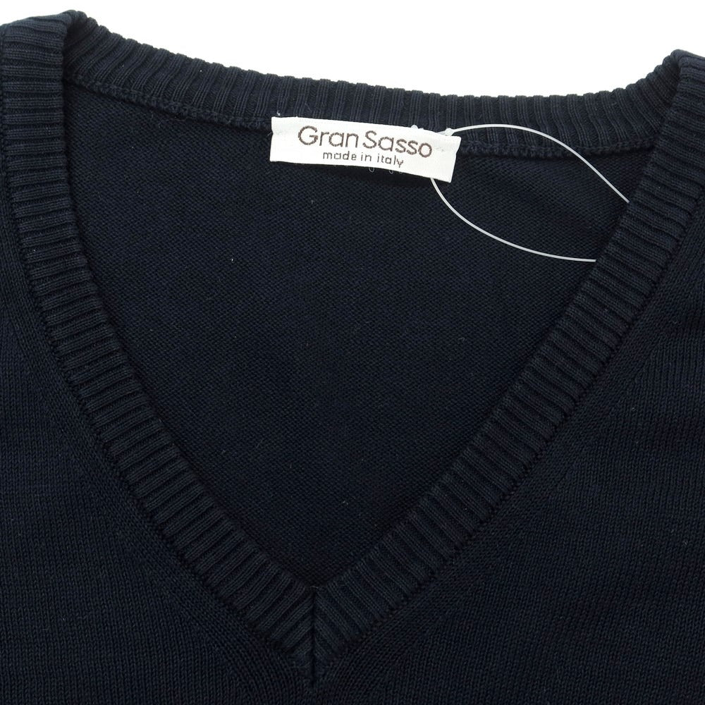 [Used] GRAN SASSO Cotton V-neck pullover knit, dark navy [Size 48] [NVY] [S/S] [Condition Rank B] ​​[Men&