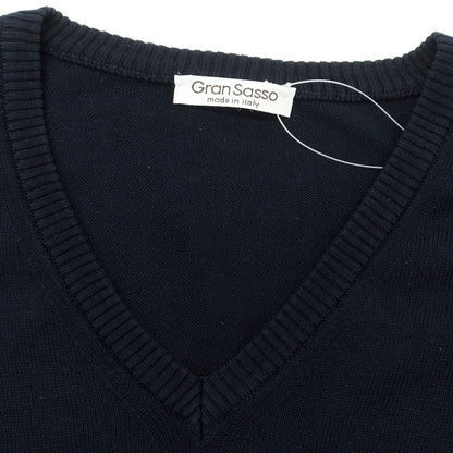 [Used] GRAN SASSO Cotton V-neck pullover knit, dark navy [Size 48] [NVY] [S/S] [Condition Rank B] ​​[Men&