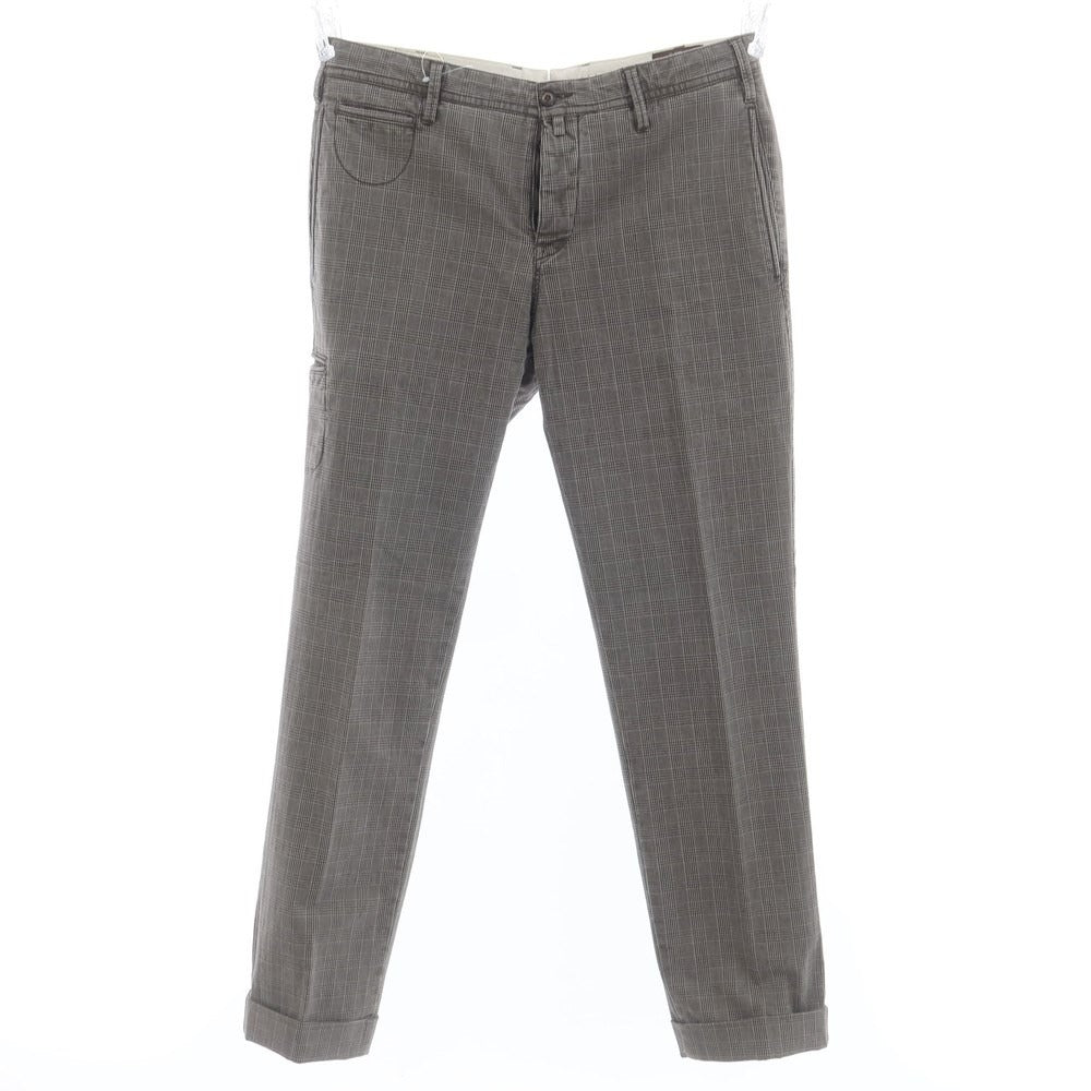 [Used] ICON Stretch Cotton Check Casual Slacks Pants Ash Brown [48] [Condition Rank C] [Men&