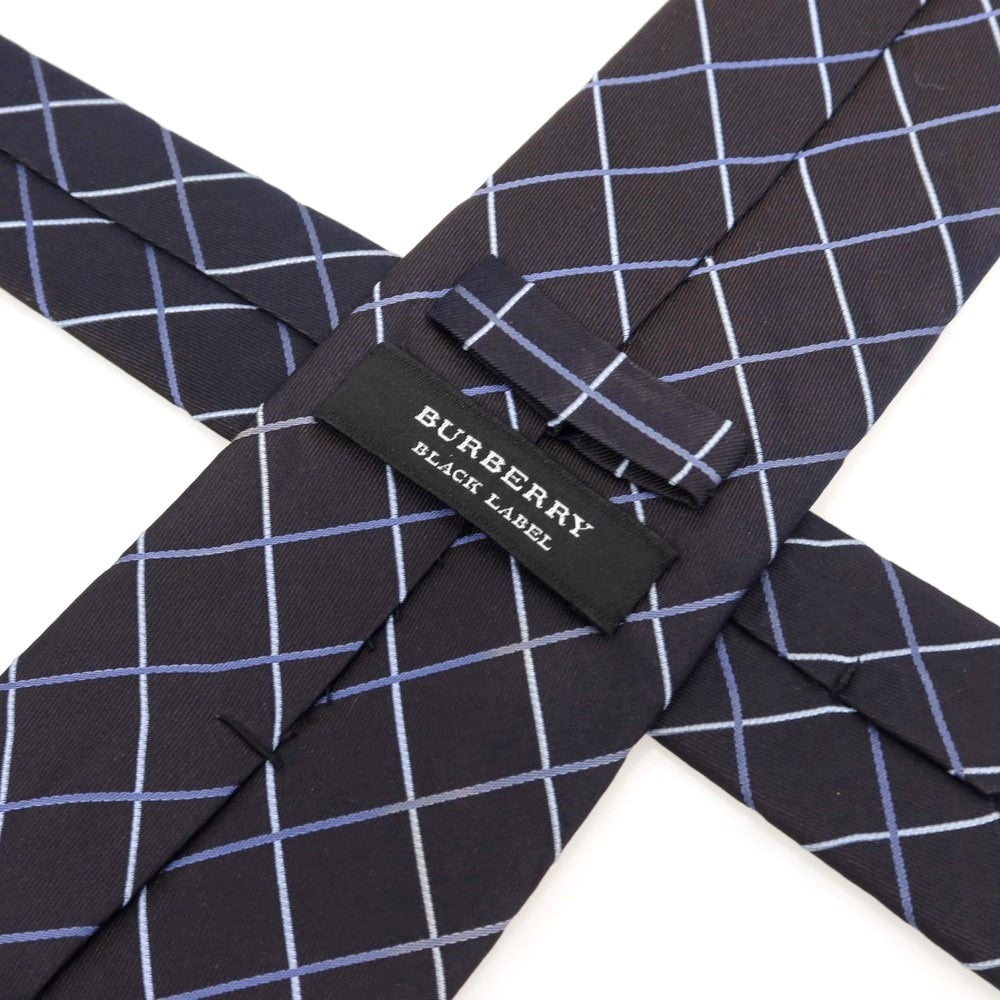 【中古】バーバリーブラックレーベル BURBERRY BLACK LABEL シルク チェック柄ネクタイ ダークネイビーxブルー【 状態ランクB 】【 メンズ 】