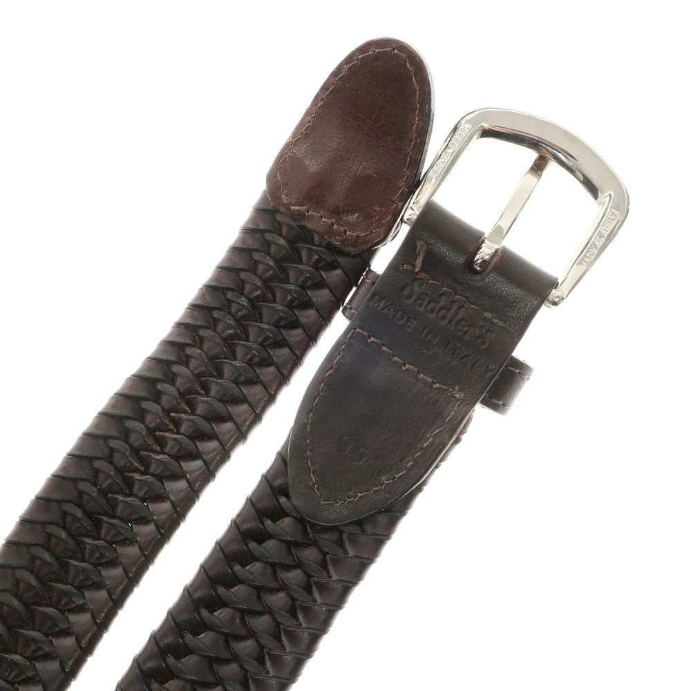 [Used] Saddlers Elastic Leather Mesh Belt, Dark Brown [95] [Condition Rank B] ​​[Men&