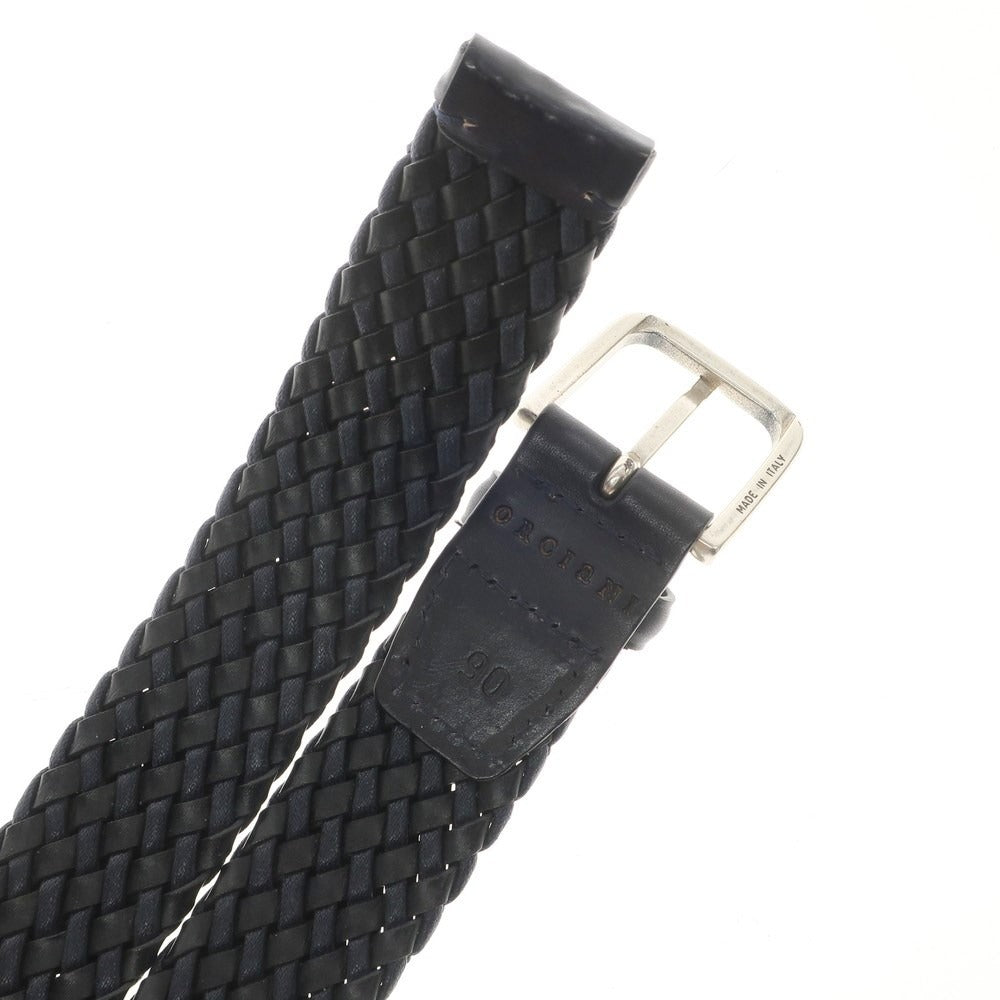 [Used] ORCIANI Leather Mesh Belt, Dark Navy [90] [Condition Rank B] ​​[Men&