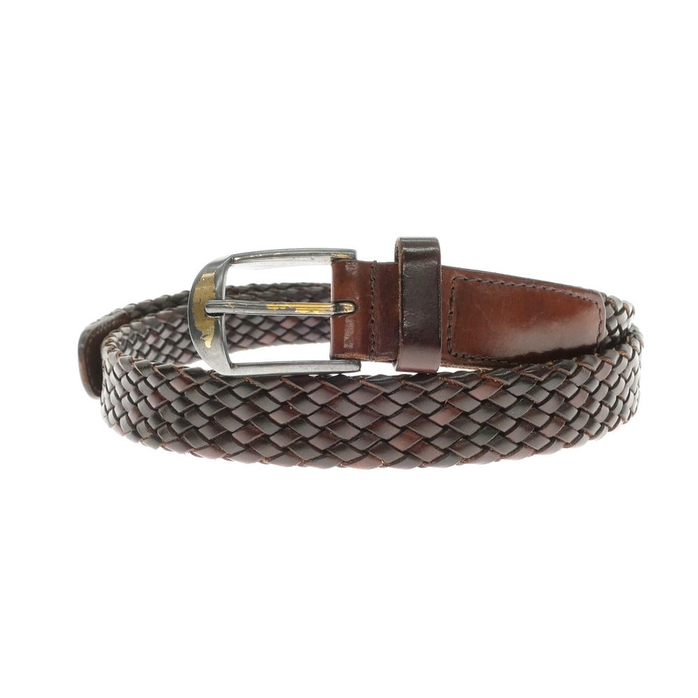 [Used] Carlo Del Monte Leather Mesh Belt Brown [95-38] [Condition Rank C] [Men&