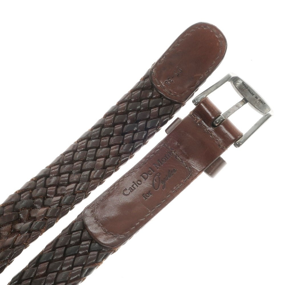 [Used] Carlo Del Monte Leather Mesh Belt Brown [95-38] [Condition Rank C] [Men&