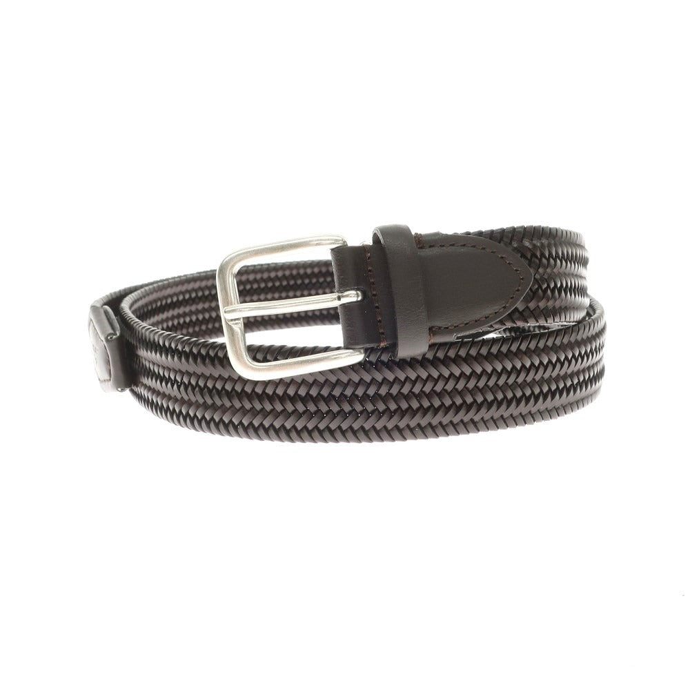 [Used] Emporio Armani EMPORIO ARMANI Elastic Leather Mesh Belt Dark Brown [95/38] [Condition Rank B] ​​[Men&