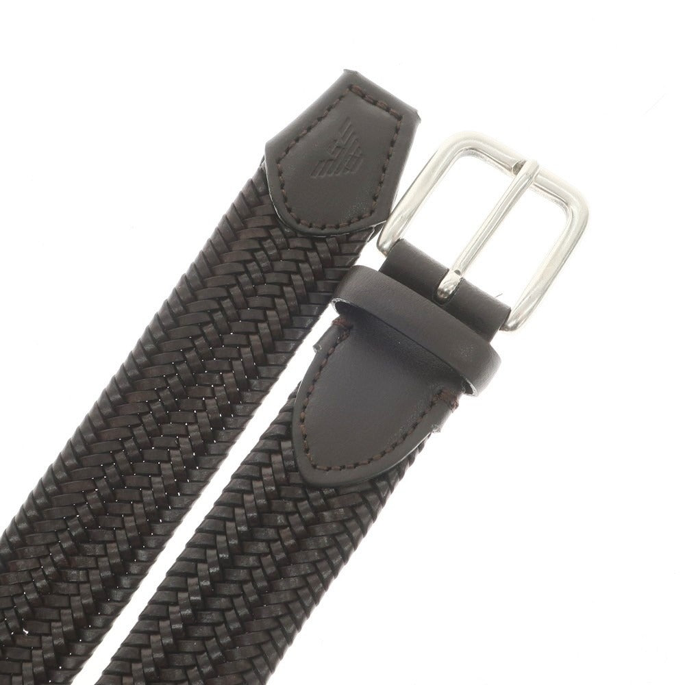 [Used] Emporio Armani EMPORIO ARMANI Elastic Leather Mesh Belt Dark Brown [95/38] [Condition Rank B] ​​[Men&