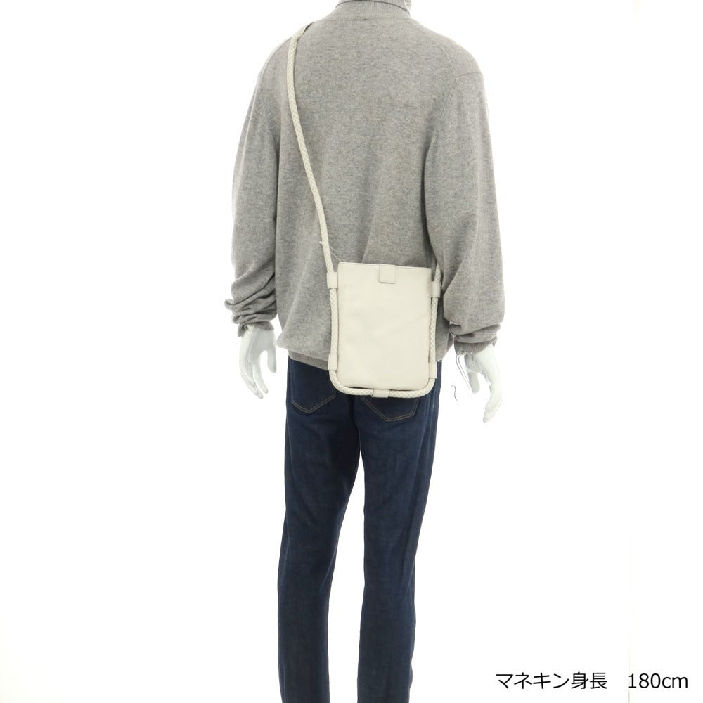 【中古】エンポリオ アルマーニ EMPORIO ARMANI レザー ショルダーバッグ ホワイト【 状態ランクB 】【 メンズ 】