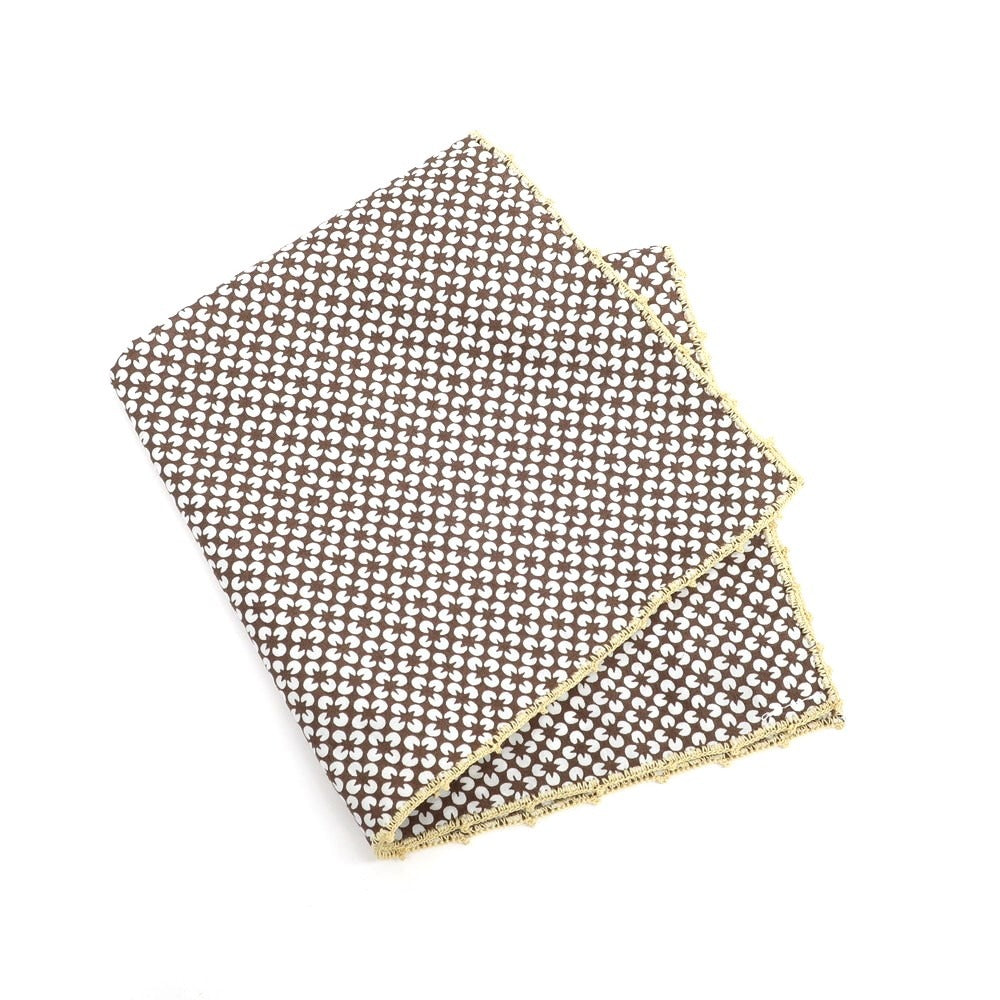 [Used] Giovanni Inglese Cotton Pocket Square Brown x White [Condition Rank A] [Men&