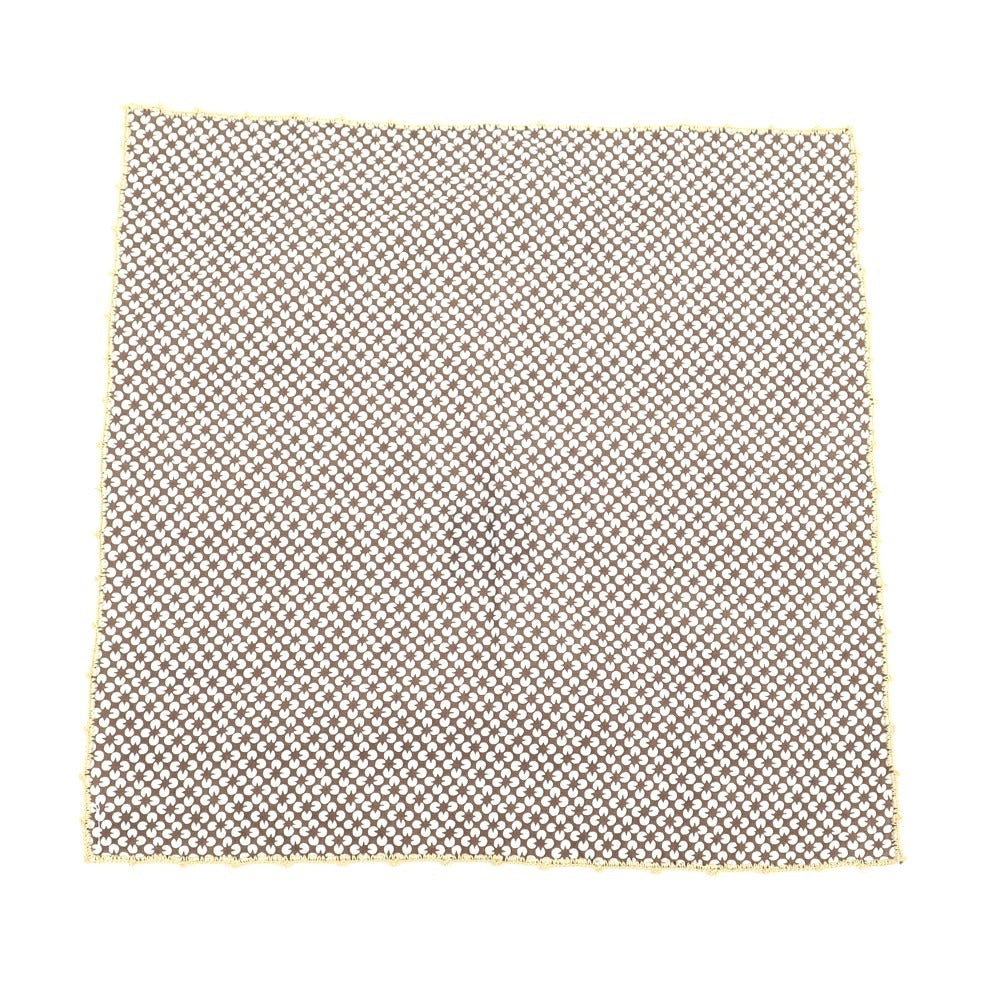 [Used] Giovanni Inglese Cotton Pocket Square Brown x White [Condition Rank A] [Men&