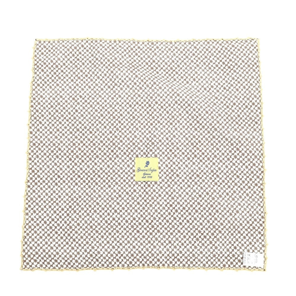 [Used] Giovanni Inglese Cotton Pocket Square Brown x White [Condition Rank A] [Men&