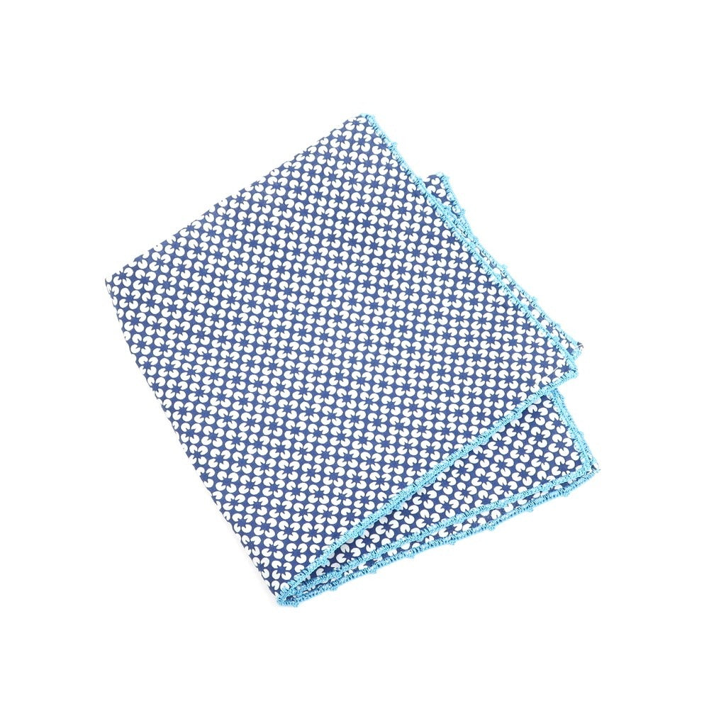 [Used] Giovanni Inglese Cotton Pocket Square Navy x White [Condition Rank A] [Men&