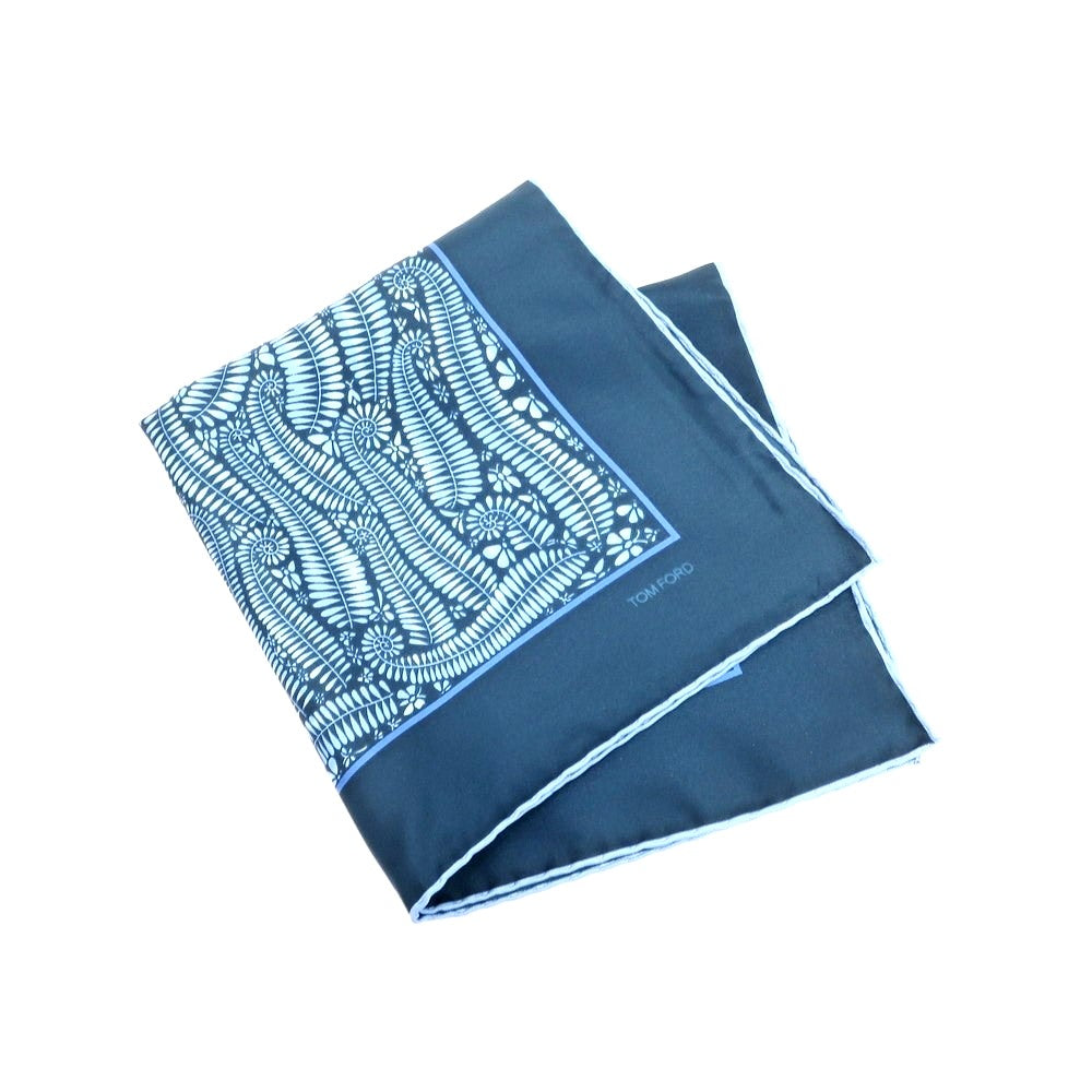 [Used] Tom Ford Silk Pocket Square Navy Green x Light Blue [Condition Rank B] ​​[Men&