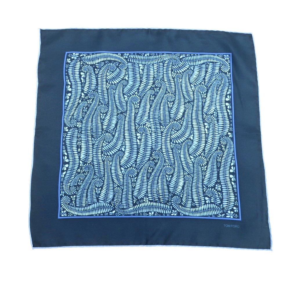 [Used] Tom Ford Silk Pocket Square Navy Green x Light Blue [Condition Rank B] ​​[Men&