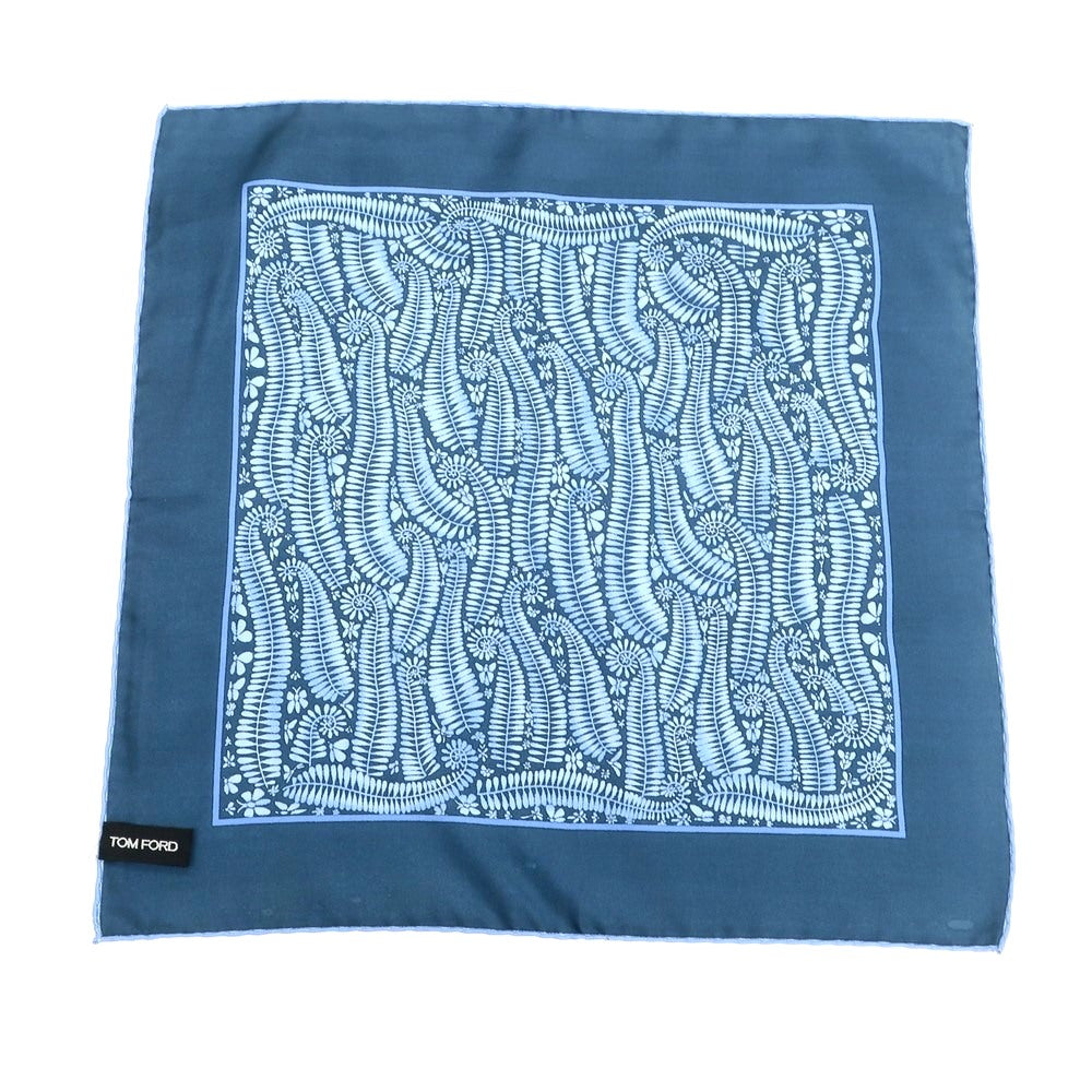 [Used] Tom Ford Silk Pocket Square Navy Green x Light Blue [Condition Rank B] ​​[Men&