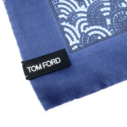 【中古】トムフォード TOM FORD シルク ポケットチーフ ダークネイビーxホワイト【 状態ランクB 】【 メンズ 】