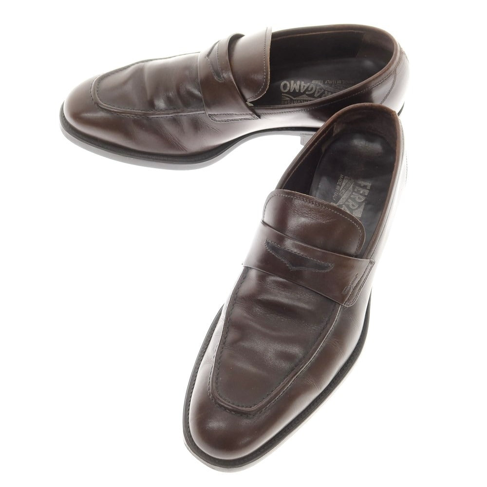 [Used] Salvatore Ferragamo Leather Coin Loafers Brown [26th] [Condition Rank C] [Men&