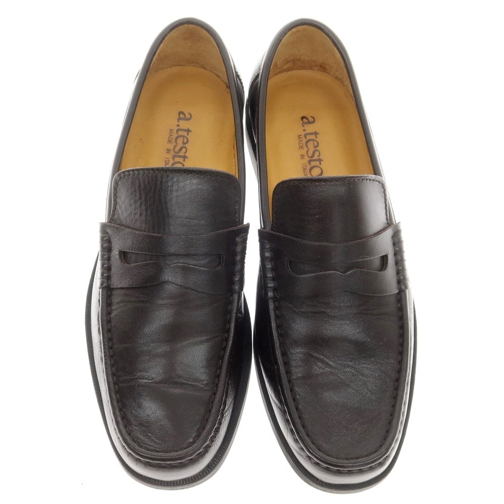 [Used] A.Testoni Leather Moccasin Coin Loafer Dark Brown [5 1/2] [Condition Rank B] ​​[Men&