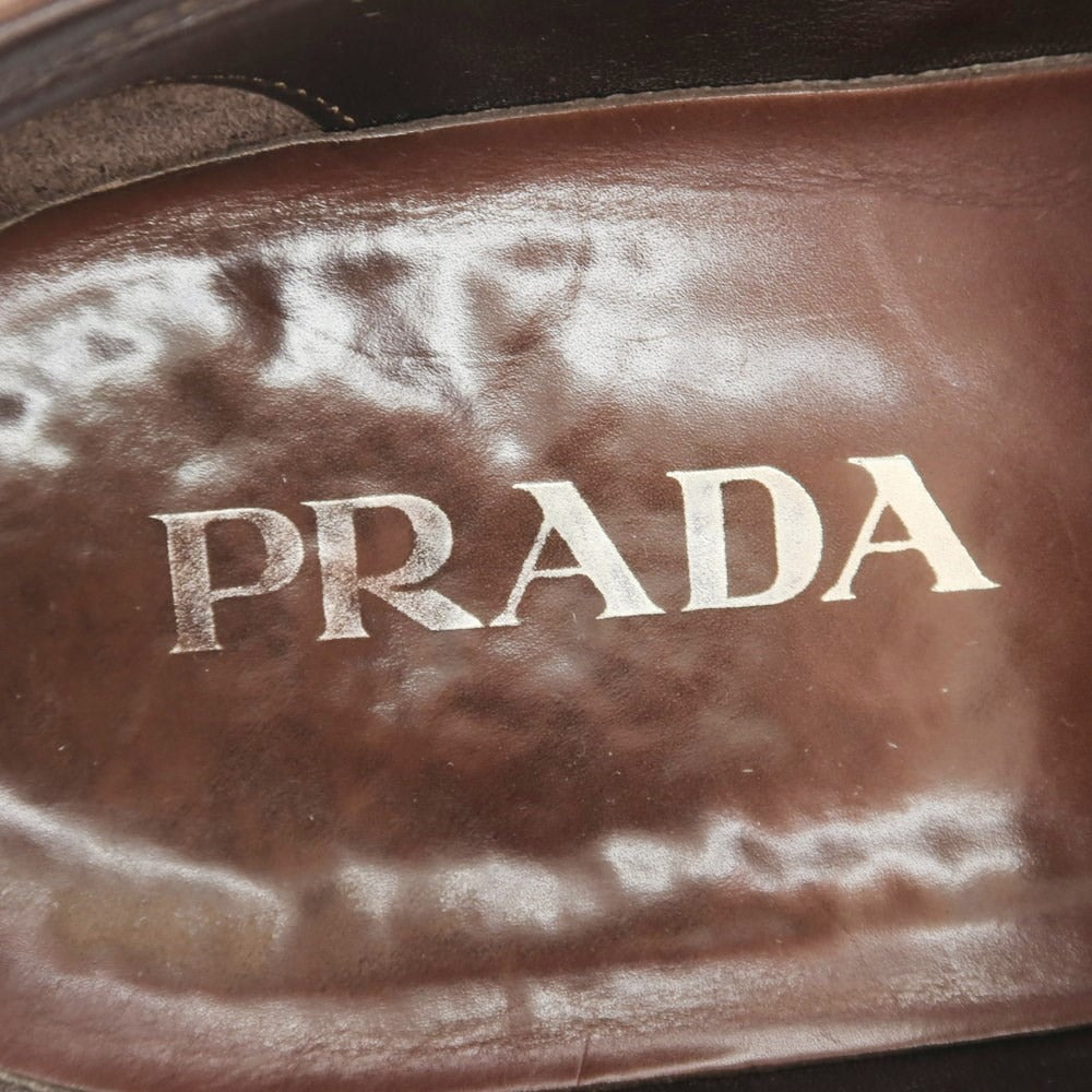 【中古】プラダ PRADA レザー コインローファー ブラウン【 5 1/2 】【 状態ランクC 】【 メンズ 】