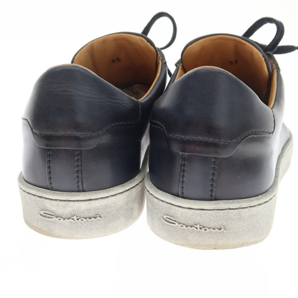 [Used] Santoni Stained Leather Low-Cut Sneakers Navy [5 1/2] [Condition Rank B] ​​[Men&