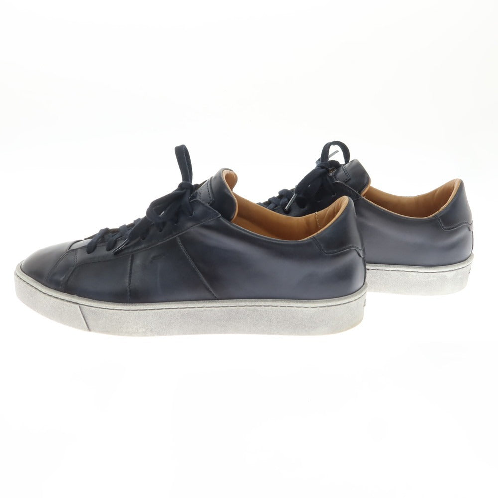 [Used] Santoni Stained Leather Low-Cut Sneakers Navy [5 1/2] [Condition Rank B] ​​[Men&