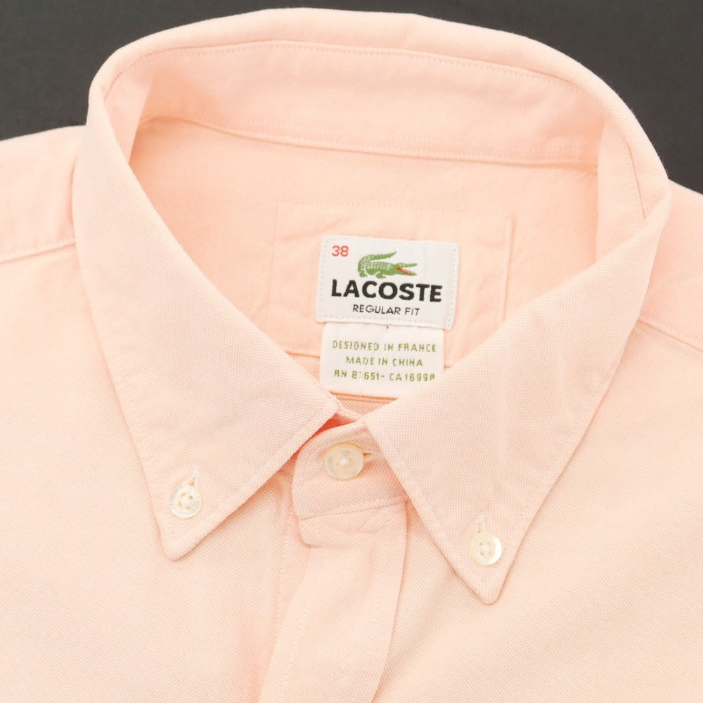 【中古】【未使用】ラコステ LACOSTE コットン ボタンダウン カジュアルシャツ サーモンピンク【 38 】【 状態ランクS 】【 メンズ 】