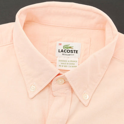 【中古】【未使用】ラコステ LACOSTE コットン ボタンダウン カジュアルシャツ サーモンピンク【 38 】【 状態ランクS 】【 メンズ 】