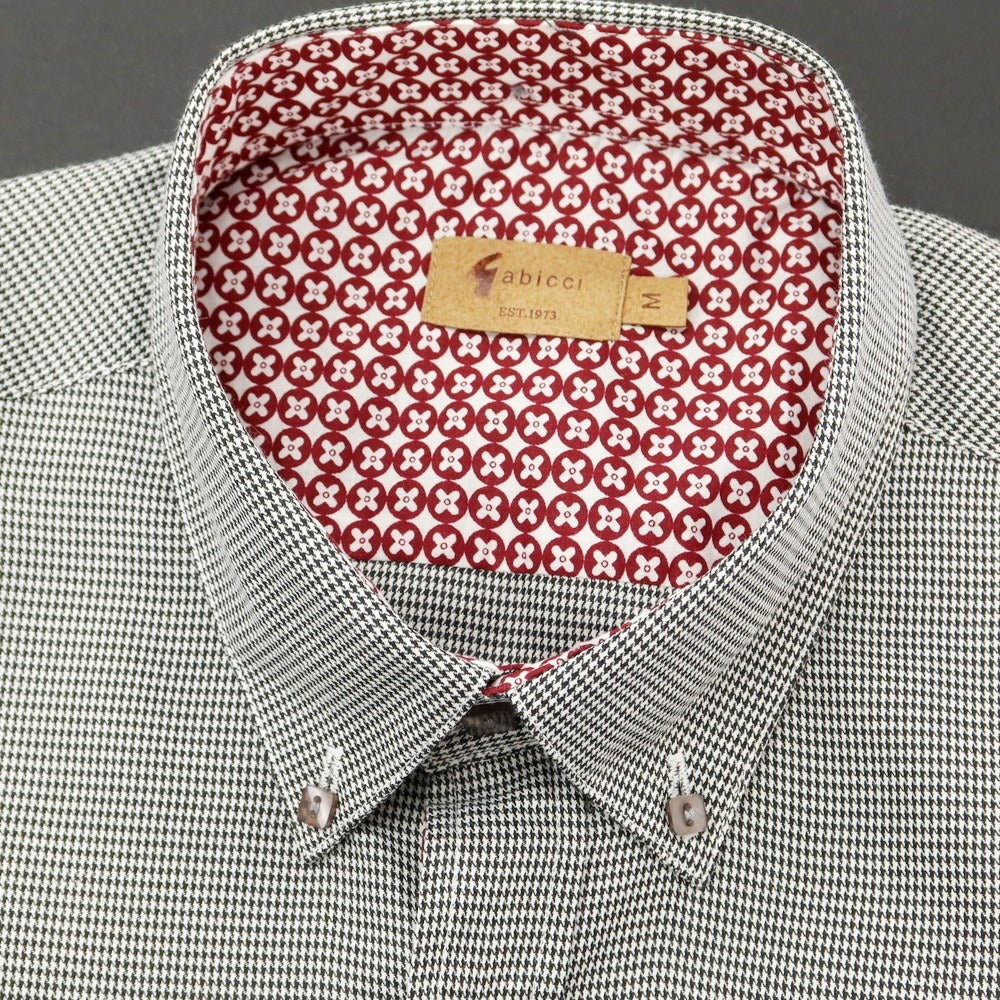 [Used] [Unused] Gabicci Cotton Polyester Houndstooth Button-down Casual Shirt Black x White [M] [Condition Rank S] [Men&