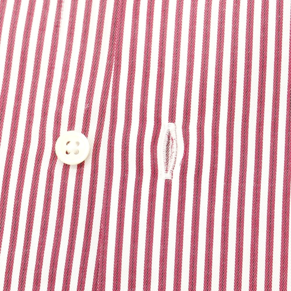 [Used] Sartoria Pisthes Cotton Striped Horizontal Collar Casual Shirt Bordeaux x White [39] [Condition Rank A] [Men&