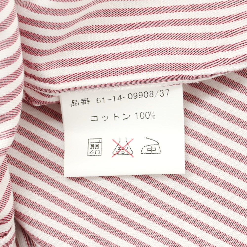 [Used] Sartoria Pisthes Cotton Striped Horizontal Collar Casual Shirt Bordeaux x White [39] [Condition Rank A] [Men&