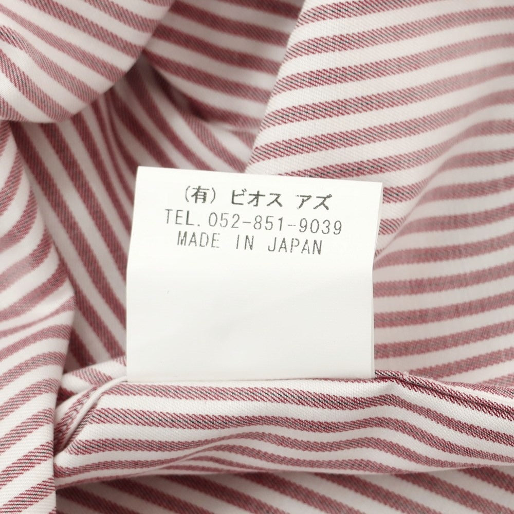 [Used] Sartoria Pisthes Cotton Striped Horizontal Collar Casual Shirt Bordeaux x White [39] [Condition Rank A] [Men&