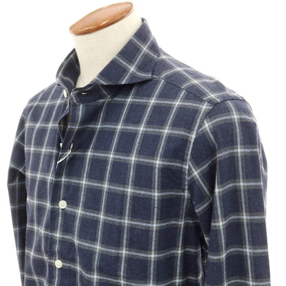 [Used] SENTINEL Cotton Check Wide Collar Casual Shirt Dark Navy x Gray [46] [Condition Rank A] [Men&