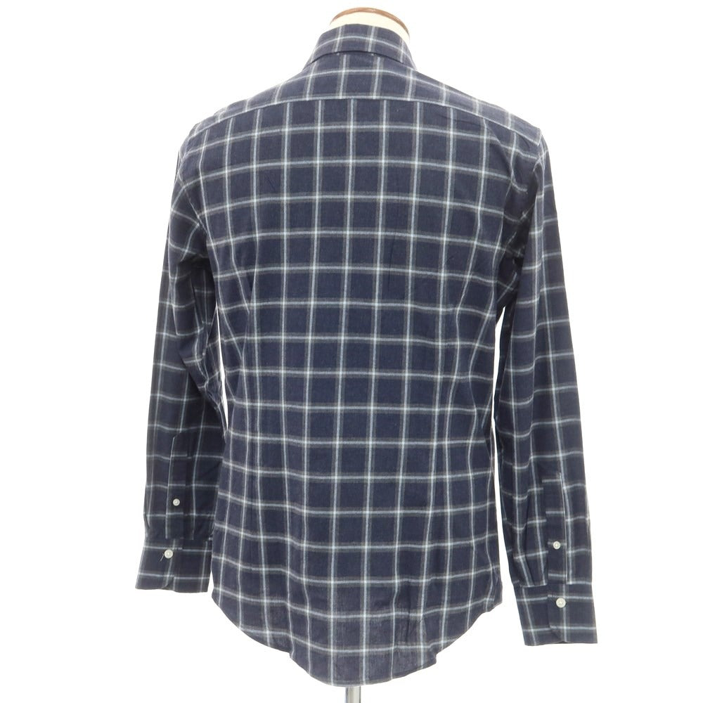 [Used] SENTINEL Cotton Check Wide Collar Casual Shirt Dark Navy x Gray [46] [Condition Rank A] [Men&