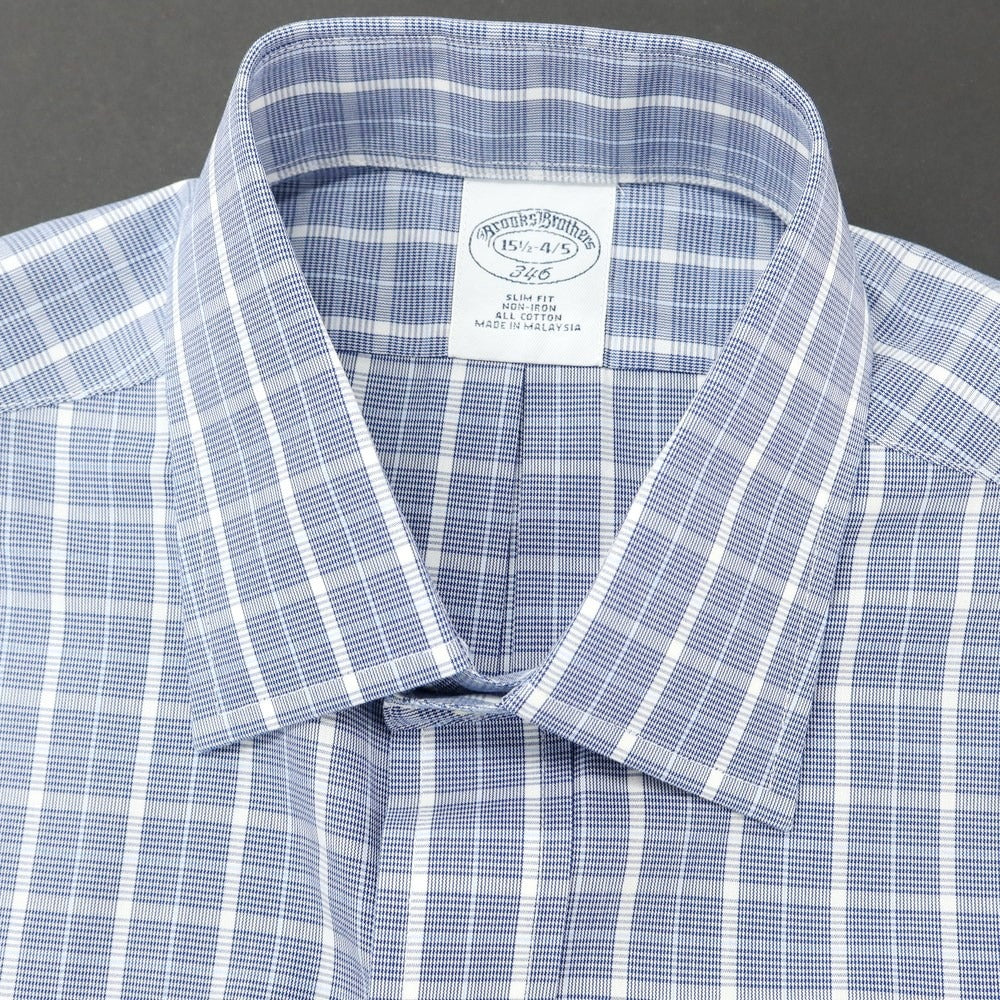 [Used] [Unused] Brooks Brothers Cotton Check Semi-Wide Collar Casual Shirt Navy x White [15 1/2] [Condition Rank S] [Men&