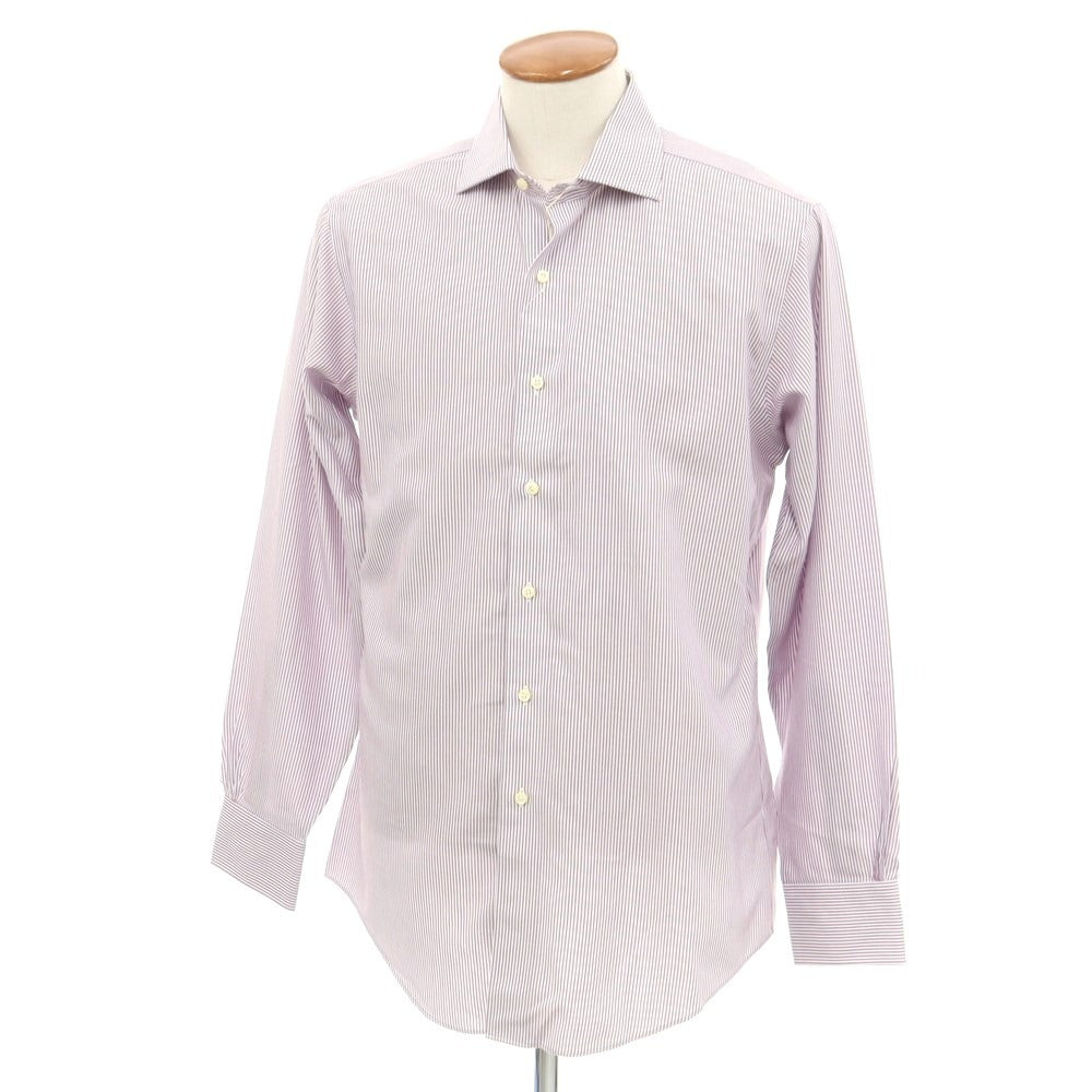 [Used] [Unused] Brooks Brothers Cotton Striped Wide Collar Casual Shirt Purple x White [15 1/2] [Condition Rank S] [Men&