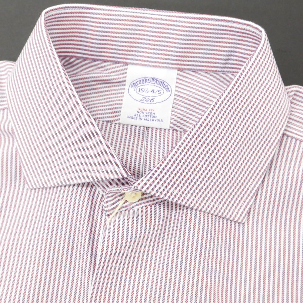 [Used] [Unused] Brooks Brothers Cotton Striped Wide Collar Casual Shirt Purple x White [15 1/2] [Condition Rank S] [Men&