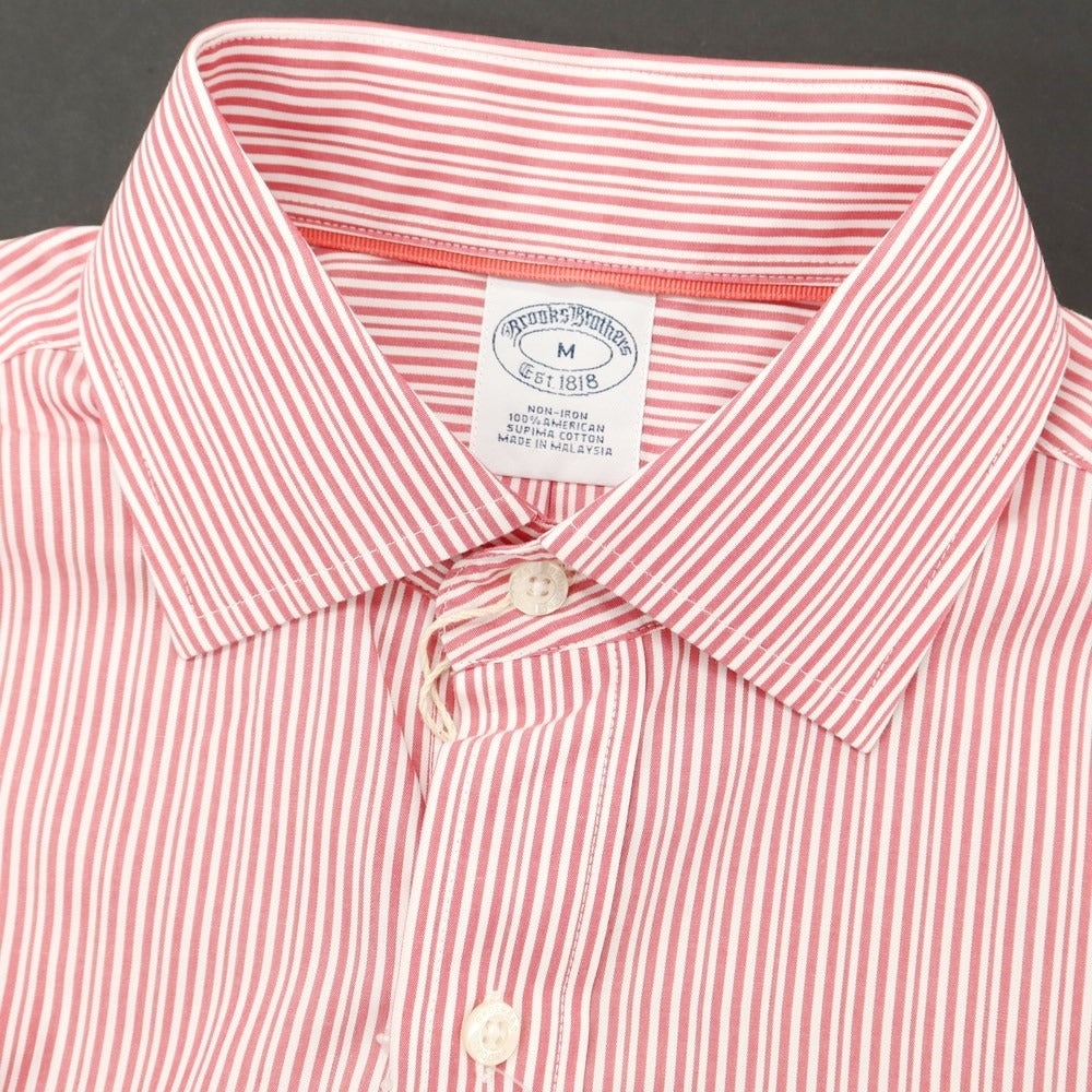 【中古】【未使用】ブルックスブラザーズ Brooks Brothers コットン セミワイドカラー カジュアルシャツ レッドxホワイト【 M 】【 状態ランクS 】【 メンズ 】