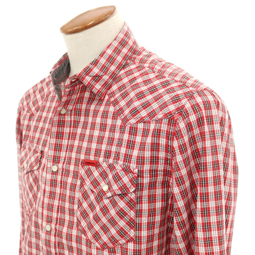 [Used] Diesel Cotton Check Western Casual Shirt Red x White [M] [Condition Rank A] [Men&