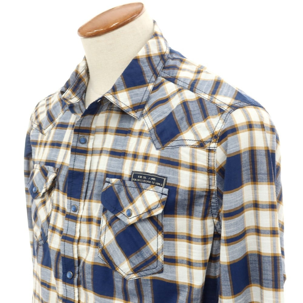 [Used] Diesel Cotton Check Western Casual Shirt Navy x White [M] [Condition Rank A] [Men&