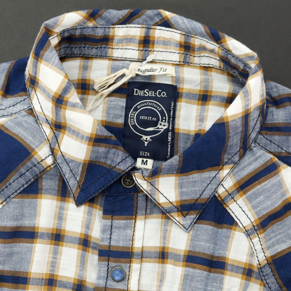 [Used] Diesel Cotton Check Western Casual Shirt Navy x White [M] [Condition Rank A] [Men&