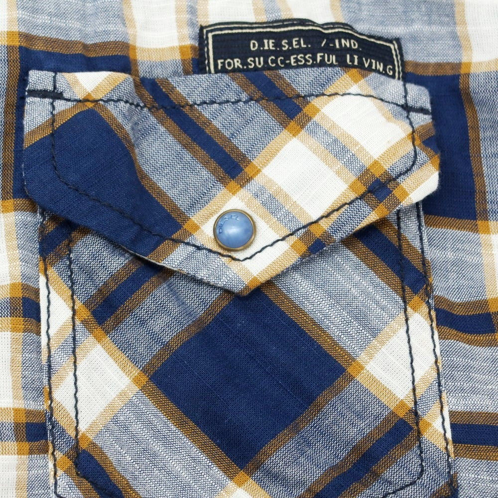 [Used] Diesel Cotton Check Western Casual Shirt Navy x White [M] [Condition Rank A] [Men&