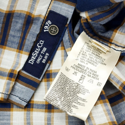 [Used] Diesel Cotton Check Western Casual Shirt Navy x White [M] [Condition Rank A] [Men&