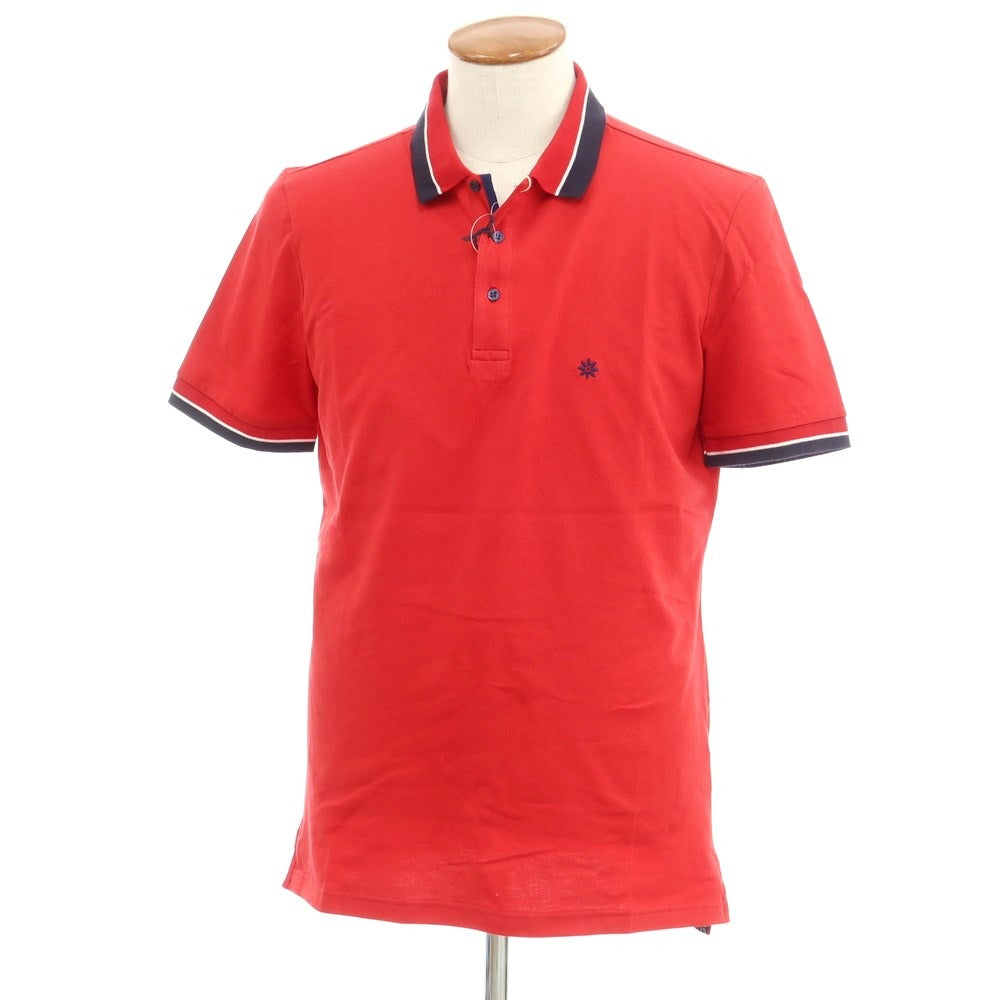 [Used] [Unused] Bagutta Pique Cotton Short Sleeve Polo Shirt Red x Navy [M] [Condition Rank S] [Men&