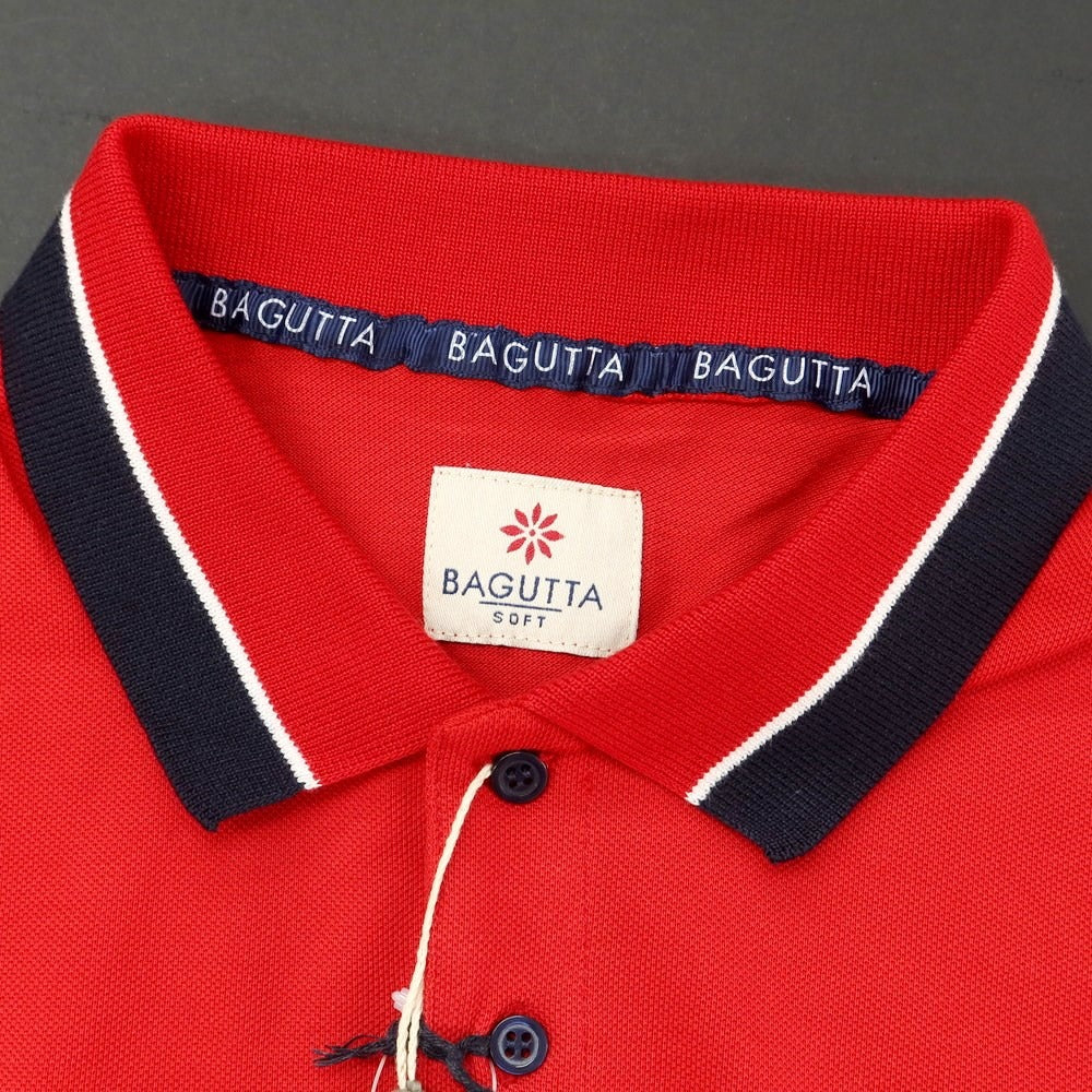 [Used] [Unused] Bagutta Pique Cotton Short Sleeve Polo Shirt Red x Navy [M] [Condition Rank S] [Men&