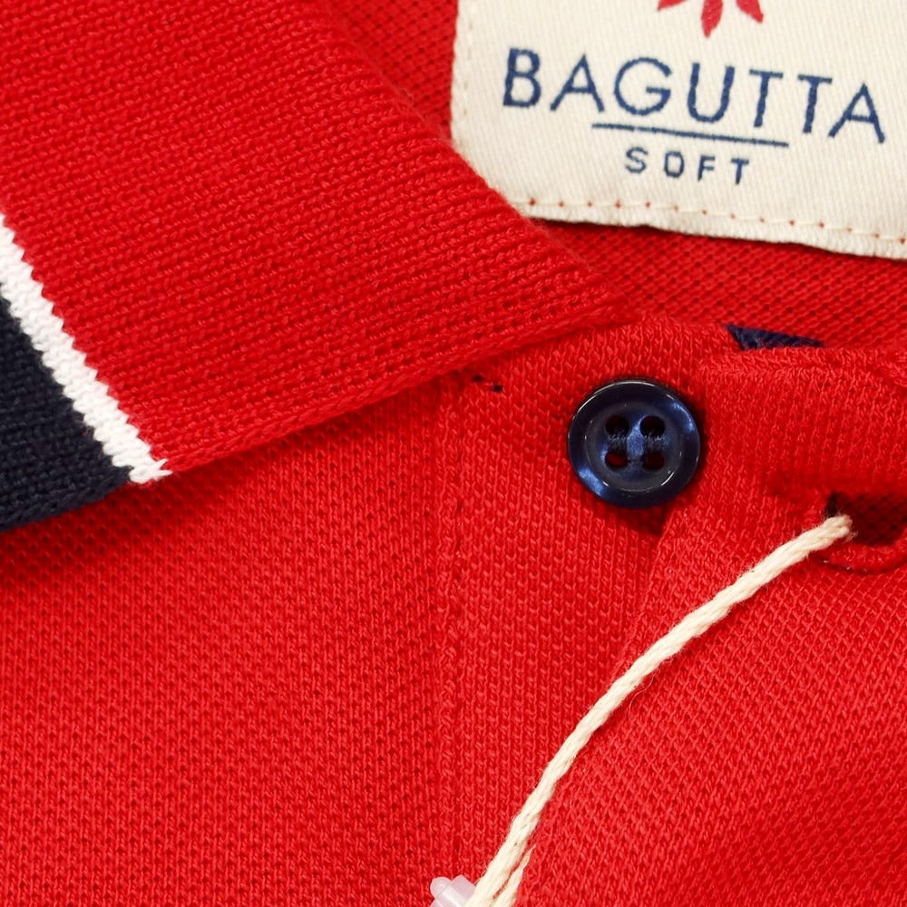 [Used] [Unused] Bagutta Pique Cotton Short Sleeve Polo Shirt Red x Navy [M] [Condition Rank S] [Men&