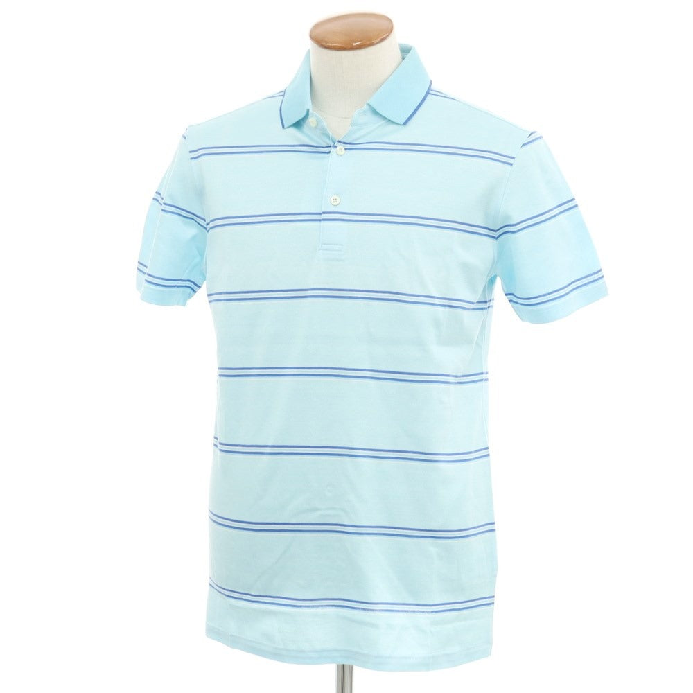 [Used] [Unused] Pal Zileri Cotton Striped Short Sleeve Polo Shirt Light Blue x Blue [M] [Condition Rank S] [Men&