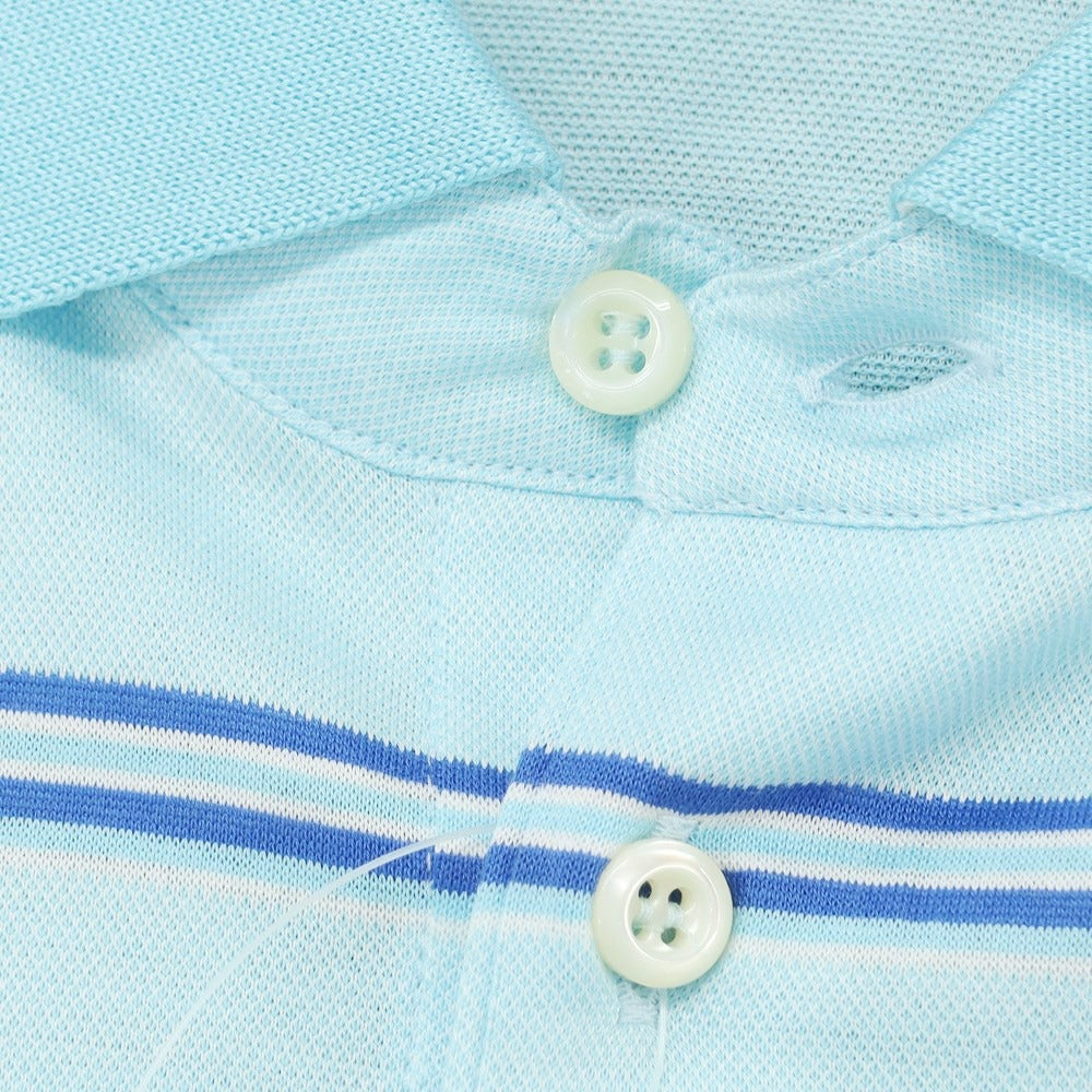 [Used] [Unused] Pal Zileri Cotton Striped Short Sleeve Polo Shirt Light Blue x Blue [M] [Condition Rank S] [Men&