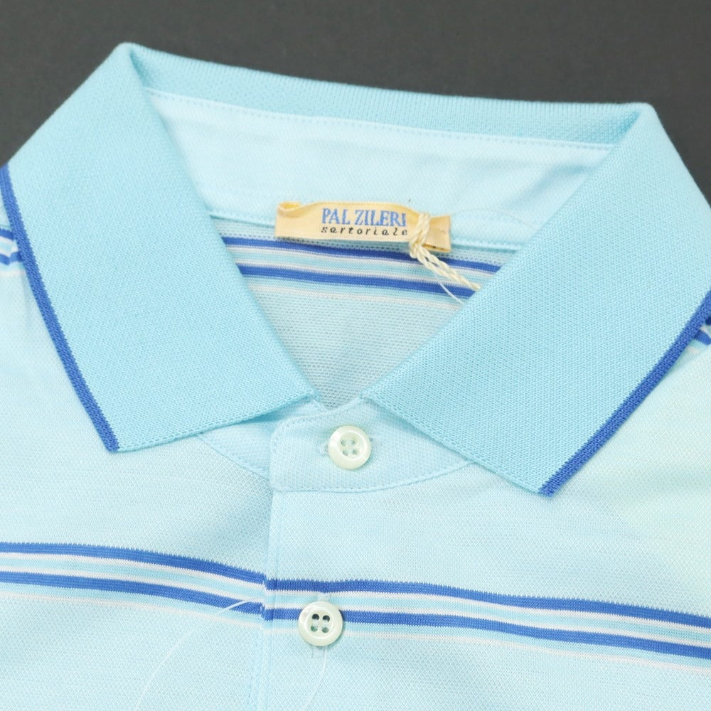 [Used] [Unused] Pal Zileri Cotton Striped Short Sleeve Polo Shirt Light Blue x Blue [M] [Condition Rank S] [Men&